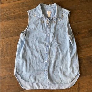 Chico’s denim and jewel button up